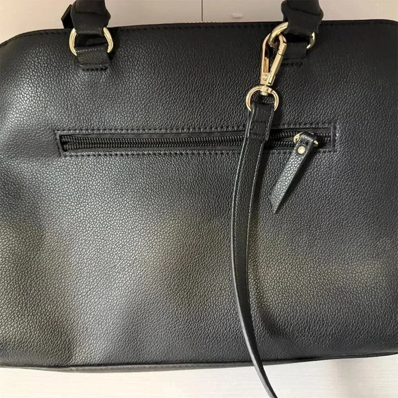 Anne Klein Women's Black Satchel Bag with Gold Horsebit Detail - Picture 4 of 6